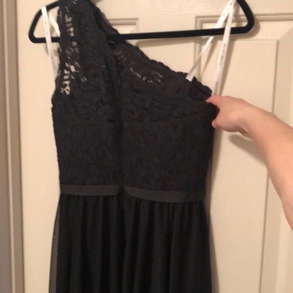 Black one shoulder bridesmaid dress - Picture 3 of 4